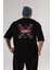 Worldwide Style Arka Baskılı Siyah Oversize T-Shirt Erkek Kadın Bisiklet Yaka 5