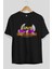 Love Peace Summer Ön Baskılı Siyah Oversize T-Shirt Erkek Kadın Bisiklet Yaka 5
