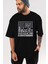 Auckland Ön Baskılı Siyah Oversize T-Shirt Erkek Kadın Bisiklet Yaka 3