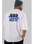 God Is Good Yazılı Arka Baskılı Beyaz Oversize T-Shirt Erkek Kadın Bisiklet Yaka 1