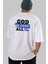 God Is Good Yazılı Arka Baskılı Beyaz Oversize T-Shirt Erkek Kadın Bisiklet Yaka 5