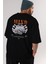 Mind Control Arka Baskılı Siyah Oversize T-Shirt Erkek Kadın Bisiklet Yaka 1