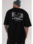 Nobody Is In Control Arka Baskılı Siyah Oversize T-Shirt Erkek Kadın Bisiklet Yaka 1