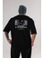 Nobody Is In Control Arka Baskılı Siyah Oversize T-Shirt Erkek Kadın Bisiklet Yaka 3