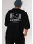 Nobody Is In Control Arka Baskılı Siyah Oversize T-Shirt Erkek Kadın Bisiklet Yaka 5