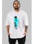 Brooklyn Style Ön Baskılı Beyaz Oversize T-Shirt Erkek Kadın Bisiklet Yaka 5