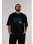 Dublin Ön Baskılı Siyah Oversize T-Shirt Erkek Kadın Bisiklet Yaka 5