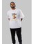 Destination Yazılı Ön Baskılı Beyaz Oversize T-Shirt Erkek Kadın Bisiklet Yaka 2