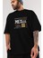 Mexico City Ön Baskılı Siyah Oversize T-Shirt Erkek Kadın Bisiklet Yaka 1