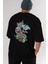 Crazy Unicorn Arka Baskılı Siyah Oversize T-Shirt Erkek Kadın Bisiklet Yaka 2