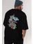 Crazy Unicorn Arka Baskılı Siyah Oversize T-Shirt Erkek Kadın Bisiklet Yaka 4