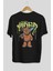 Hidra Bear Arka Baskılı Siyah Oversize T-Shirt Erkek Kadın Bisiklet Yaka 2