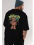 Hidra Bear Arka Baskılı Siyah Oversize T-Shirt Erkek Kadın Bisiklet Yaka 3