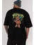 Hidra Bear Arka Baskılı Siyah Oversize T-Shirt Erkek Kadın Bisiklet Yaka 4