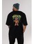 Hidra Bear Arka Baskılı Siyah Oversize T-Shirt Erkek Kadın Bisiklet Yaka 5