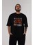Busan Ön Baskılı Siyah Oversize T-Shirt Erkek Kadın Bisiklet Yaka 1
