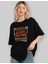 Busan Ön Baskılı Siyah Oversize T-Shirt Erkek Kadın Bisiklet Yaka 2