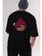 Bird With Anger Arka Baskılı Siyah Oversize T-Shirt Erkek Kadın Bisiklet Yaka 1