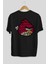 Bird With Anger Arka Baskılı Siyah Oversize T-Shirt Erkek Kadın Bisiklet Yaka 2