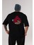 Bird With Anger Arka Baskılı Siyah Oversize T-Shirt Erkek Kadın Bisiklet Yaka 3