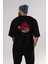 Bird With Anger Arka Baskılı Siyah Oversize T-Shirt Erkek Kadın Bisiklet Yaka 4