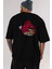 Bird With Anger Arka Baskılı Siyah Oversize T-Shirt Erkek Kadın Bisiklet Yaka 5