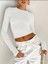 Gardıroza Bisiklet Yaka Parmak Detaylı Basic Body , Parmak Detaylı Body, Beyaz Parmak Detay Bluz 1