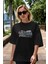 Soldier Fortune Ön Baskılı Siyah Oversize T-Shirt Erkek Kadın Bisiklet Yaka 2