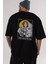John Lennon Astronot Arka Baskılı Siyah Oversize T-Shirt Erkek Kadın Bisiklet Yaka 2