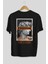 Brooklyn Street Arka Baskılı Siyah Oversize T-Shirt Erkek Kadın Bisiklet Yaka 2