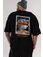 Brooklyn Street Arka Baskılı Siyah Oversize T-Shirt Erkek Kadın Bisiklet Yaka 3
