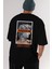 Brooklyn Street Arka Baskılı Siyah Oversize T-Shirt Erkek Kadın Bisiklet Yaka 4