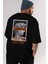 Brooklyn Street Arka Baskılı Siyah Oversize T-Shirt Erkek Kadın Bisiklet Yaka 5