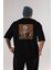 Kurt Einstein Arka Baskılı Siyah Oversize T-Shirt Erkek Kadın Bisiklet Yaka 3