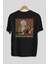 Kurt Einstein Arka Baskılı Siyah Oversize T-Shirt Erkek Kadın Bisiklet Yaka 4