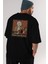 Kurt Einstein Arka Baskılı Siyah Oversize T-Shirt Erkek Kadın Bisiklet Yaka 5