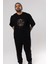 Iron Man Ön Baskılı Siyah Oversize T-Shirt Erkek Kadın Bisiklet Yaka 2
