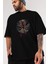 Iron Man Ön Baskılı Siyah Oversize T-Shirt Erkek Kadın Bisiklet Yaka 3