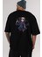 Chucky Arka Baskılı Siyah Oversize T-Shirt Erkek Kadın Bisiklet Yaka 5
