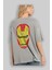 Iron Man Arka Baskılı Gri Oversize T-Shirt Unisex Erkek Kadın Bisiklet Yaka 2
