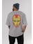 Iron Man Arka Baskılı Gri Oversize T-Shirt Unisex Erkek Kadın Bisiklet Yaka 3