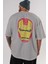 Iron Man Arka Baskılı Gri Oversize T-Shirt Unisex Erkek Kadın Bisiklet Yaka 4