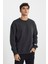 Loose Fit Rahat Kesim Bisiklet Yaka Içi Polarlı Antrasit Sweatshirt 1