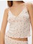 Çiçekli Askılı Crop Pijama Üstü Fiyonk Detaylı Pamuklu 5