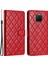 Xiaomi Mi 10I 5G/10T Lite 5g Cüzdan Standı Telefon Deri Kapak-Kırmızı Için Dikiş Hattı Eşkenar Dörtgen Kılıf (Yurt Dışından) 1