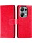 Xiaomi Redmi Note 13 Pro 4g Kılıf Için Dantel Çiçekler Pu Deri Flip Cüzdan Telefon Kapağı-Kırmızı (Yurt Dışından) 1