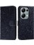 Xiaomi Redmi Note 13 Pro 4g Kılıf Için Dantel Çiçekler Pu Deri Flip Cüzdan Telefon Kapağı-Siyah (Yurt Dışından) 1