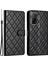 Xiaomi Mi 10T 5G/10T Pro 5g Dikiş Hattı Eşkenar Dörtgen Cüzdan Standı Deri Telefon Kapağı-Siyah Için Flip Case (Yurt Dışından) 1