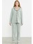 Düğmeli Gömlek Model Pijama Takım - Yeşil 1