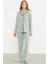 Düğmeli Gömlek Model Pijama Takım - Yeşil 2
